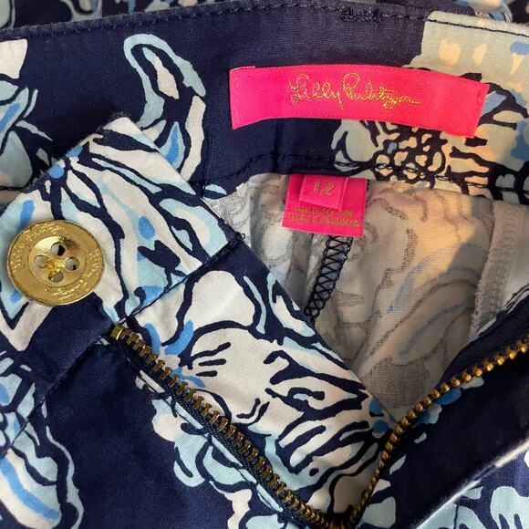Lilly Pulitzer Callahan Stretch Shorts Bouquet All Day Low Tide Navy womens 12 - Picture 12 of 14